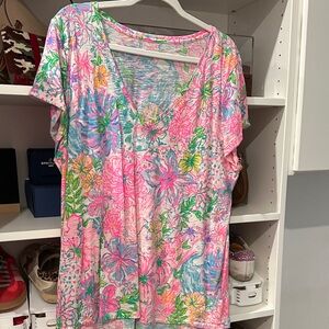 Lilly Pulitzer Multicolor Floral Short Sleeve Top